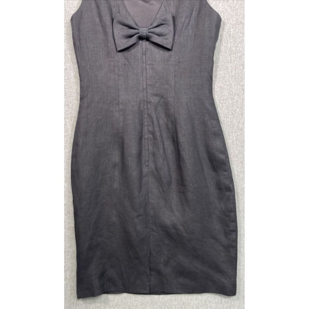 Steven Stockman Women’s 100% Linen Dress Size 4 Black Back Bow - Picture 9 of 11